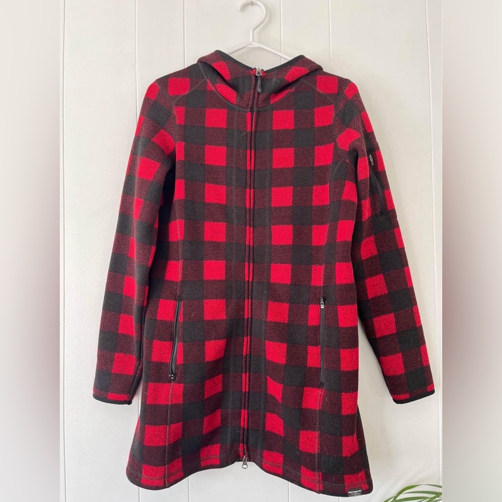 LL Bean Plaid Coat Micro Fleece Size Small